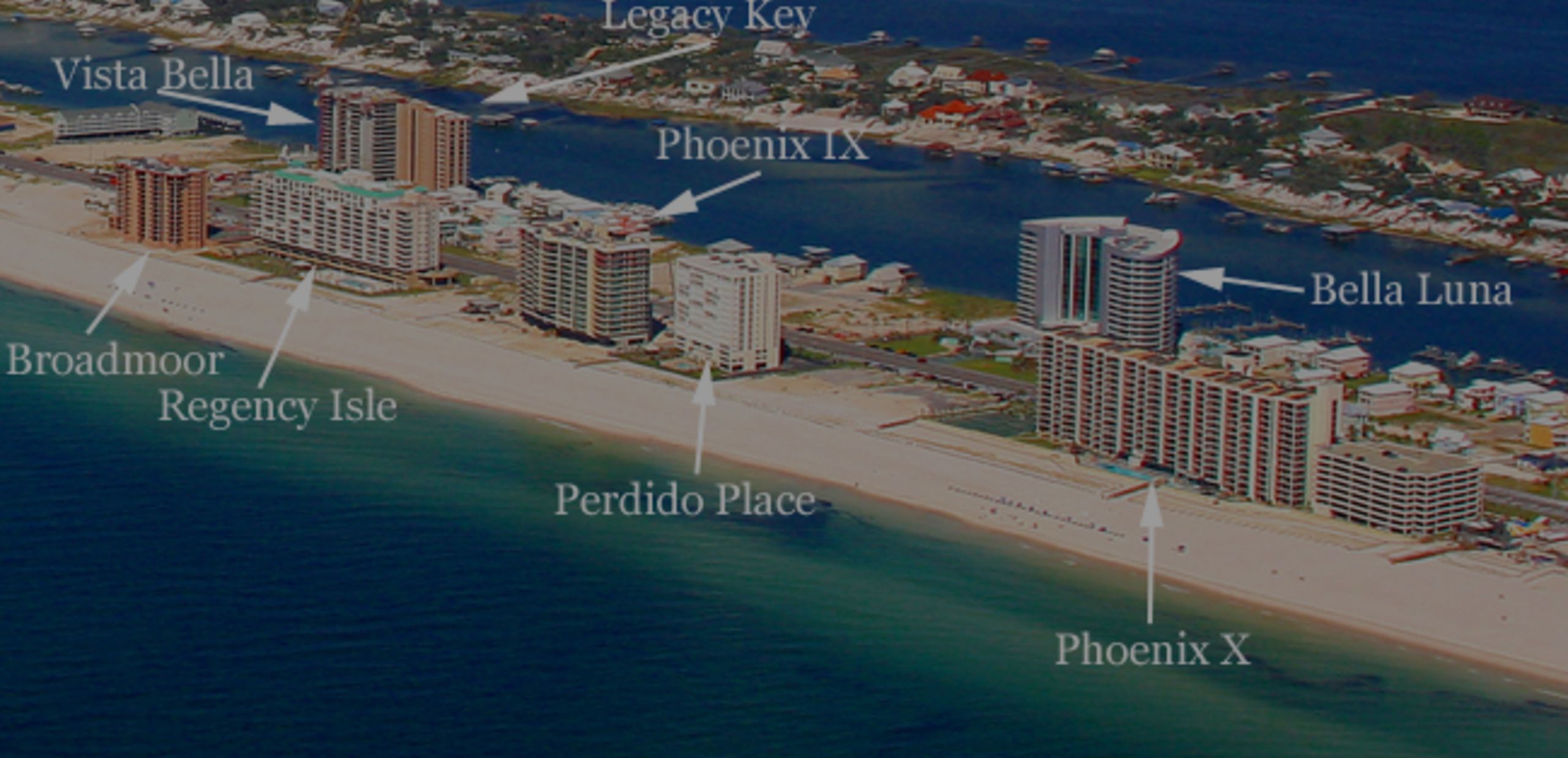 Aerial Condo Map of Orange Beach Real Estate